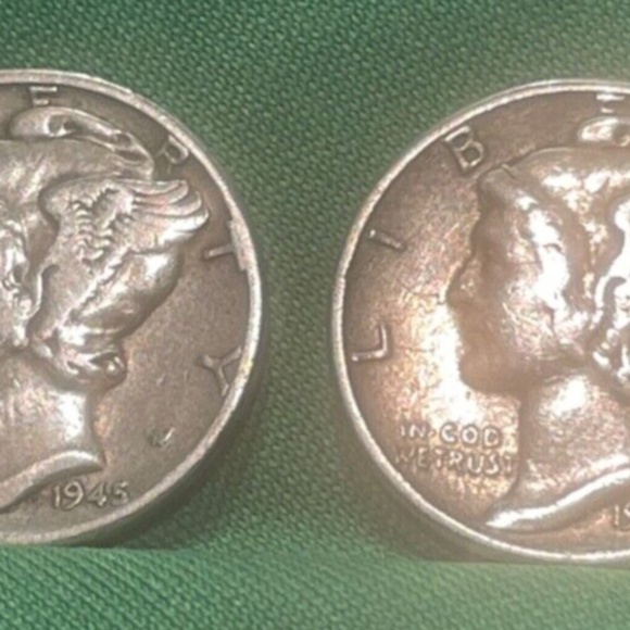 1945- 2 Mercury Head Silver Dimes Circulated Last Year  Issue (two) 203796319910 - Picture 4 of 6